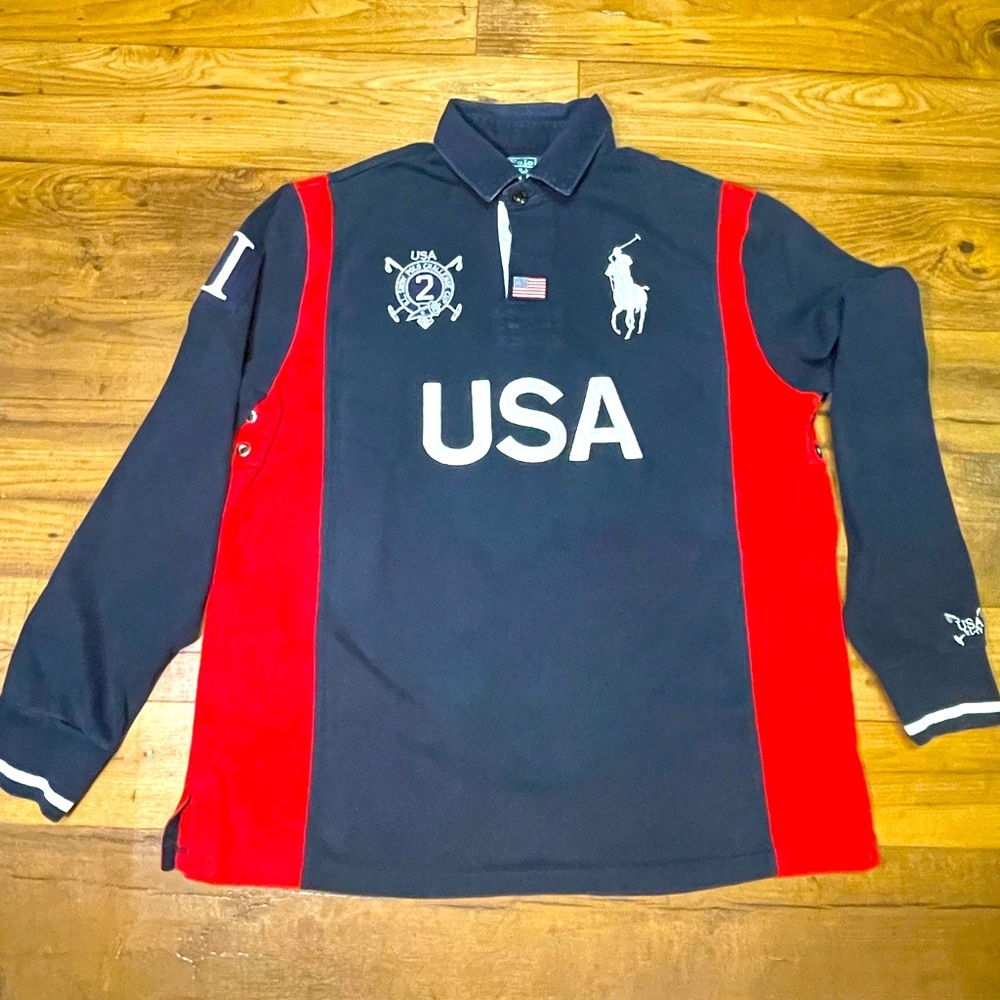 Vintage Polo Ralph Lauren USA Snow Polo Challenge Cup, Big Pony Rugby.